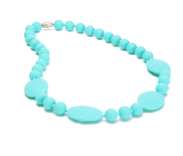 chewable necklace for baby in turquoise