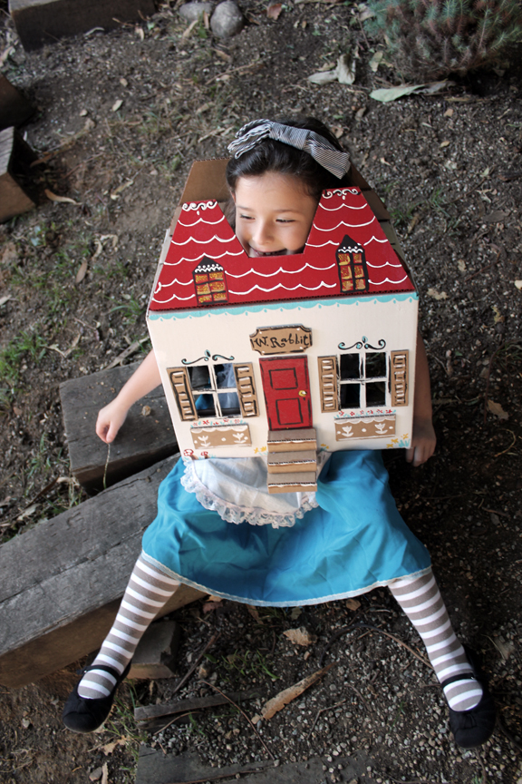 Alice in Wonderland in house Halloween costume