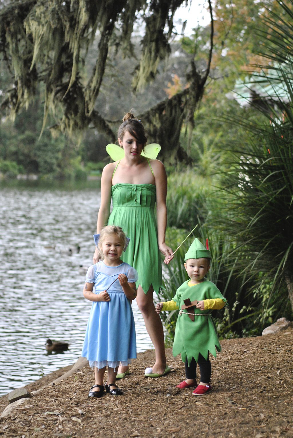 Peter Pan and Wendy and Tinkerbell costumes