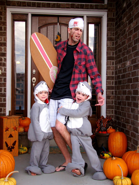 shark attack family costume for Halloween