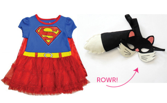 alternatives to princess dresses - supergirl and kitty mask