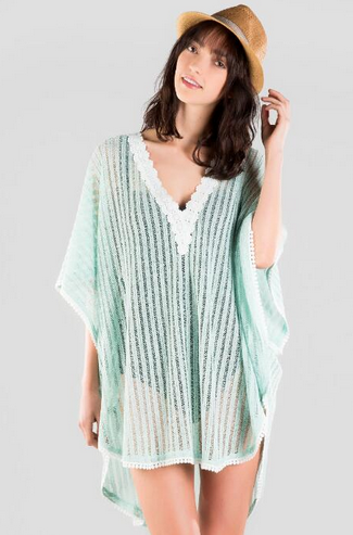 lime green swim coverup with lace ribbing