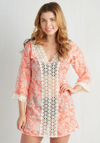 short orange flowers cover up with lace