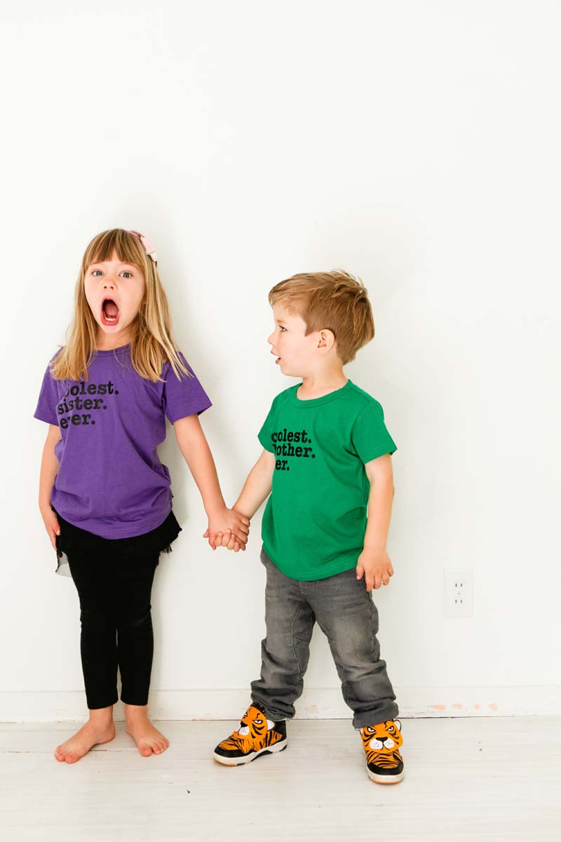 brother and sister colorful tshirts for birthdays - Fabulistas