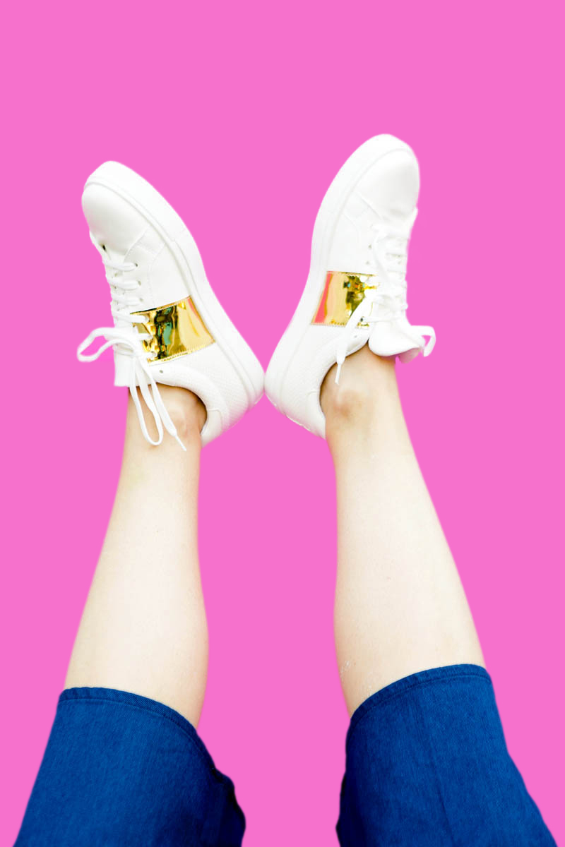 white and gold Topshop sneakers - Fabulistas