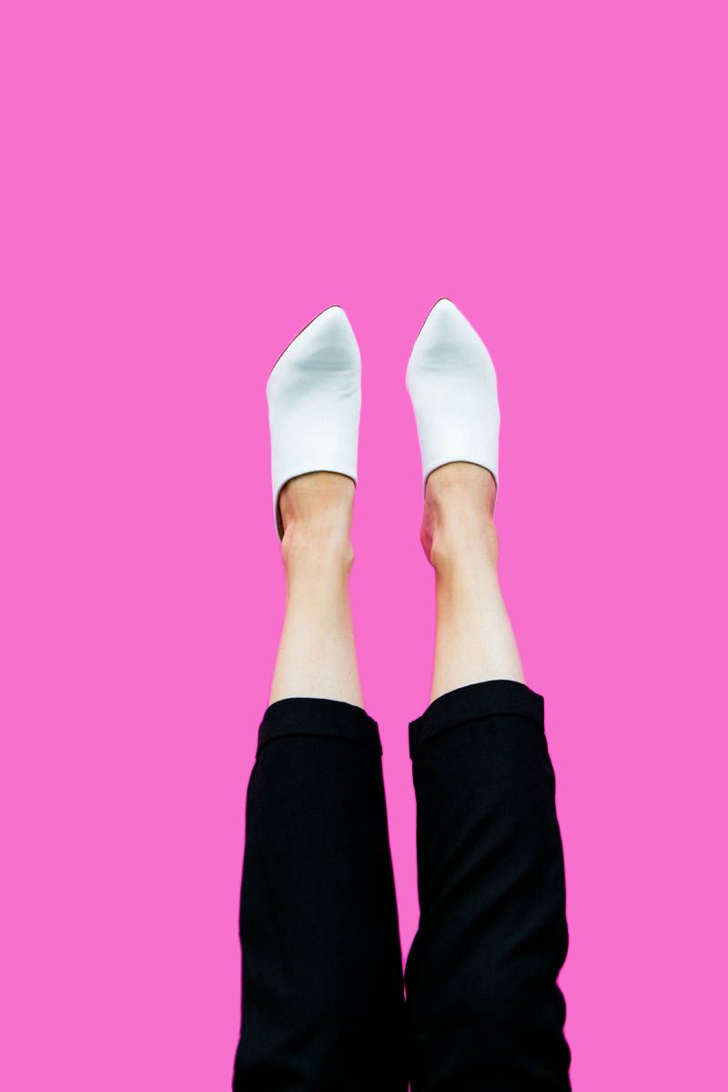 white heeled mules for dressing up - Fabulistas