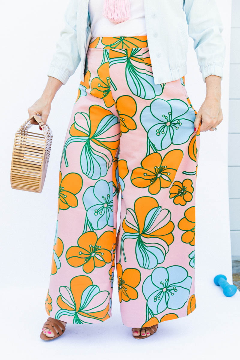 wide-legged floral pants 